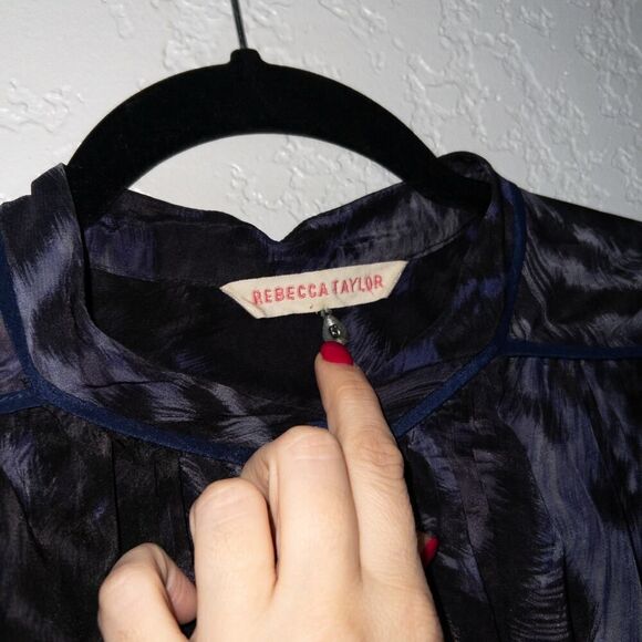 Rebecca Taylor Blue Animal Print Silk Dress Size 6 - Picture 3 of 8